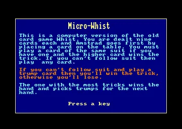 Micro-Whist (UK) (1988) (PD) screen shot title